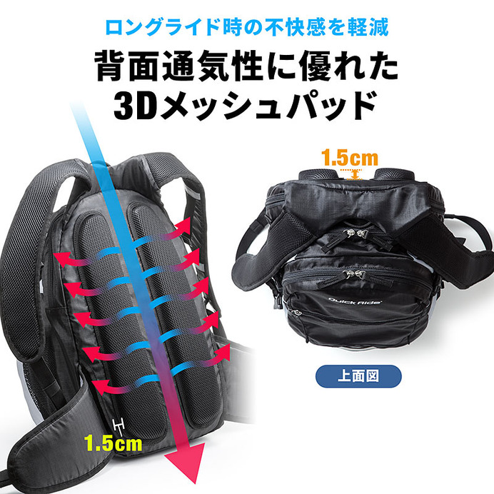 しっかり体にフィットしてムレないサイクリングバッグ発売