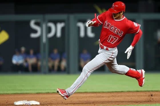 ロイヤルズ戦でメジャー自身初の三塁打を放ったエンゼルス・大谷翔平【写真：Getty Images】