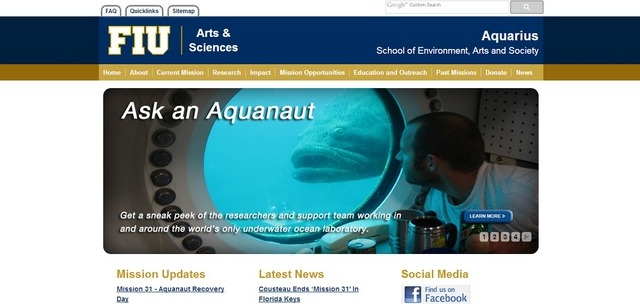 フロリダ国際大学海底研究室「アクエリアス」公式ウェブサイト