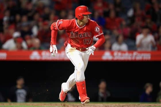 8回に3安打目となる中前安打を放ったエンゼルス・大谷翔平【写真：Getty Images】