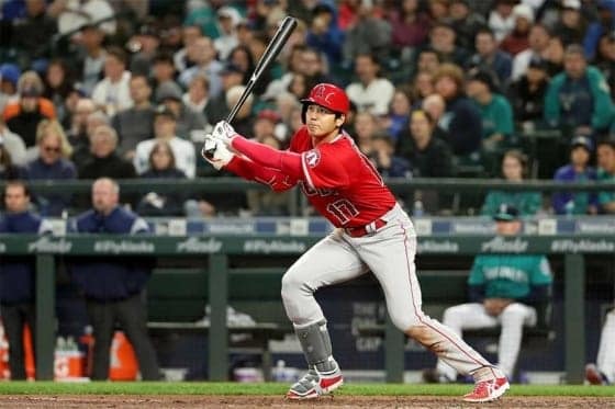 第3打席で左適時二塁打を放ったエンゼルス・大谷翔平【写真：Getty Images】