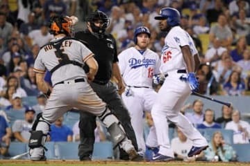 乱闘を起こしたドジャースのヤシエル・プイグ【写真：Getty Images】