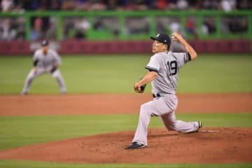 マーリンズ戦に先発したヤンキース・田中将大【写真：Getty Images】