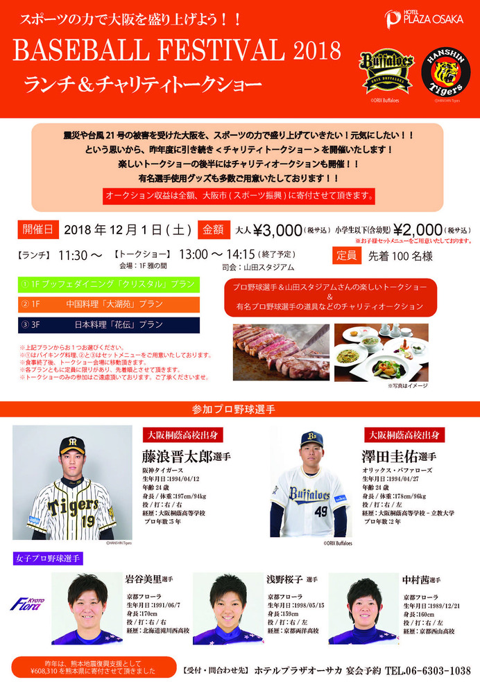 阪神＆オリックス＆京都フローラによる野球教室「BASEBALL FESTIVAL」12月開催