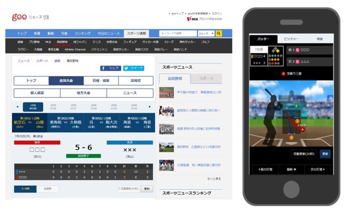 イラストで伝える夏の甲子園1球速報、gooニュースが開始
