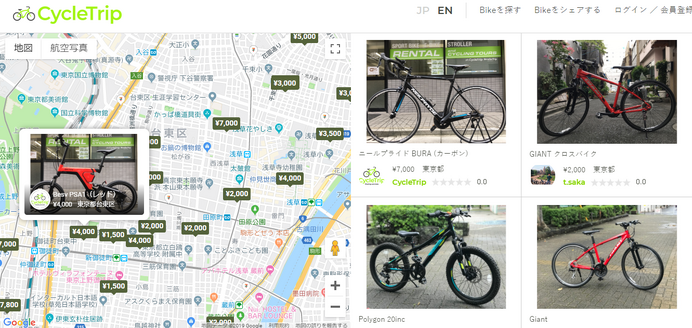 個人間スポーツ自転車シェアアプリ「CycleTrip」サービス開始