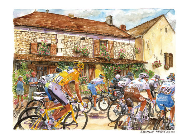 　ツール・ド・フランスをMTBで追いかけるイラストレーター、小河原政男の個展「ツール・ド・フランスの絵画展」が2月4日から26日までモンベル・名古屋店で開催される。同展はおよそ1年かけて全国8店舗のモンベルサロンで開催されている。2007年に初の個展を開催したが