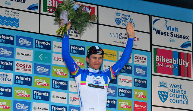2014年ツアー・オブ・ブリテン第7ステージ、ミカル・クビアトコウスキー（オメガファルマ・クイックステップ）がポイント賞と総合2位