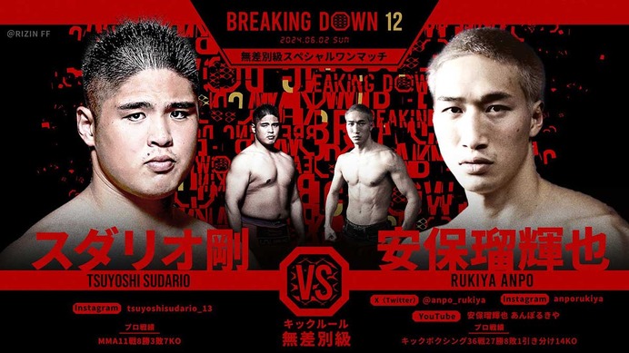 【BreakingDown12】「難しいんですけど……」双子の弟・貴賢神、“舞台裏”にて「安保瑠輝也vs.スダリオ剛」を勝敗予想