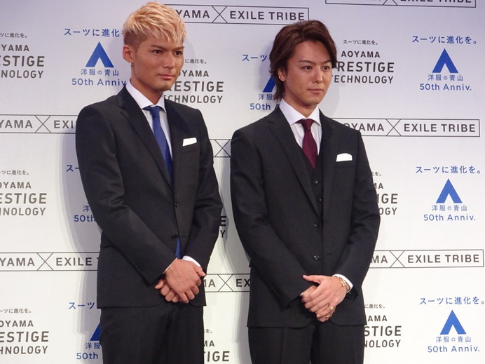 「AOYAMA PRESTIGE TECHNOLOGY」。発表会「EXILE」のTAKAHIROさん、SHOKICHIさんが登場。