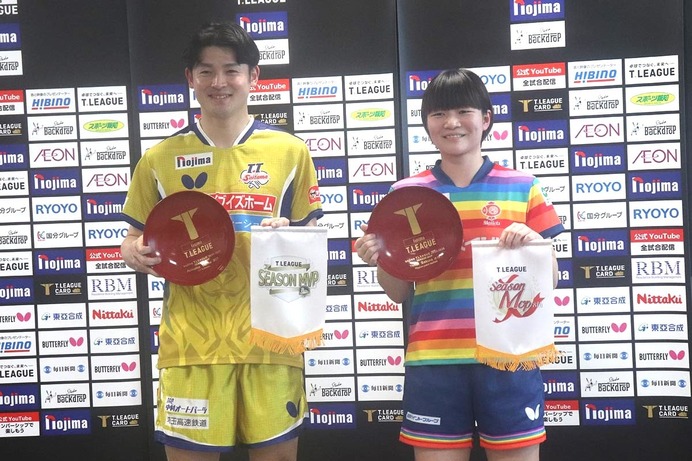 2年連続MVPのT.T彩たま・有延大夢は「“まさか”という感じ」初受賞の日本ペイント・横井咲桜は「感謝の気持ちを忘れず」【Tリーグ】