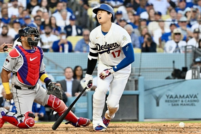 【MLB】「次はお前な？」大谷翔平のすべらない二刀流ジョーク再び　死球直後に相手野手を“指差し予告”でニヤリ