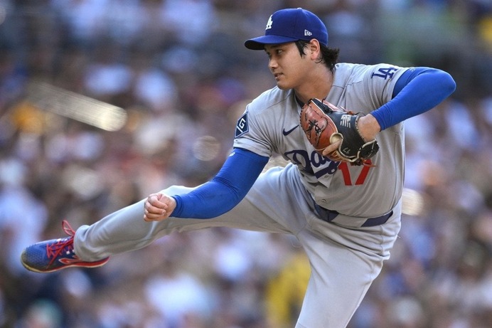 【MLB】「防御率0.73」大谷翔平が吠えた、1死満塁ピンチで執念の併殺打　5回88球“最速161キロ”でパドレス打線を0封
