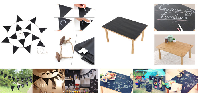 ドッペルギャンガー、黒板素材の「書ける」フラッグとテーブルを発売
