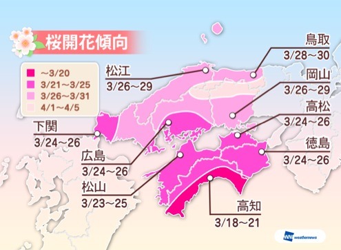 ウェザーニューズが2015年の桜開花傾向を発表