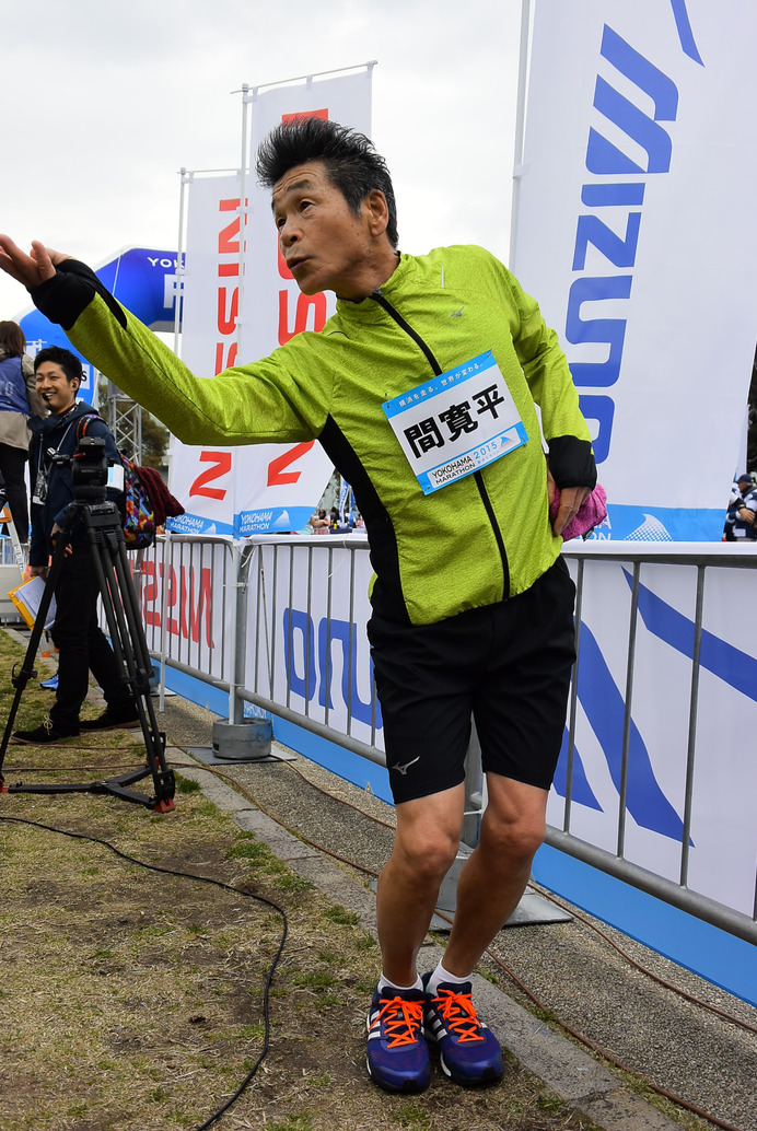 ゴール直後の間寛平さん