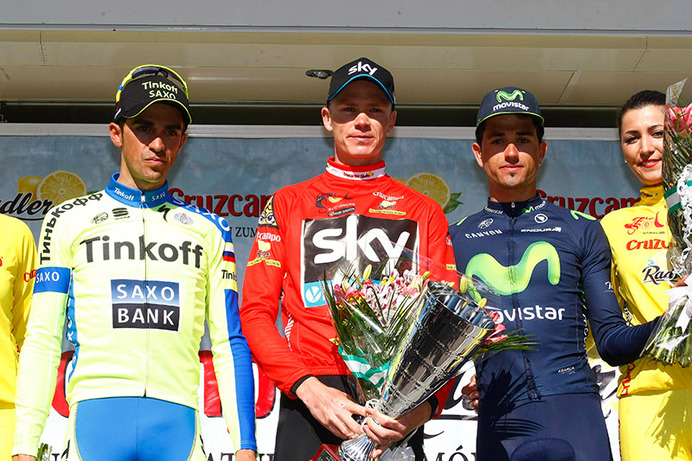 2015年アンダルシア一周第5ステージ、クリストファー・フルーム（チームスカイ）が総合優勝、アルベルト・コンタドール（ティンコフ・サクソ）が総合2位