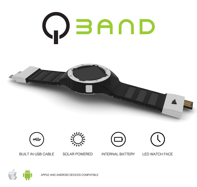 スマートフォンを充電できるソーラー発電ウォッチ「QBAND」…米デンバー発