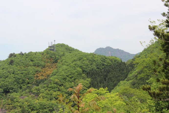 奥久慈・男体山の姿も見える（奥）。手前が上高塚山の山頂。