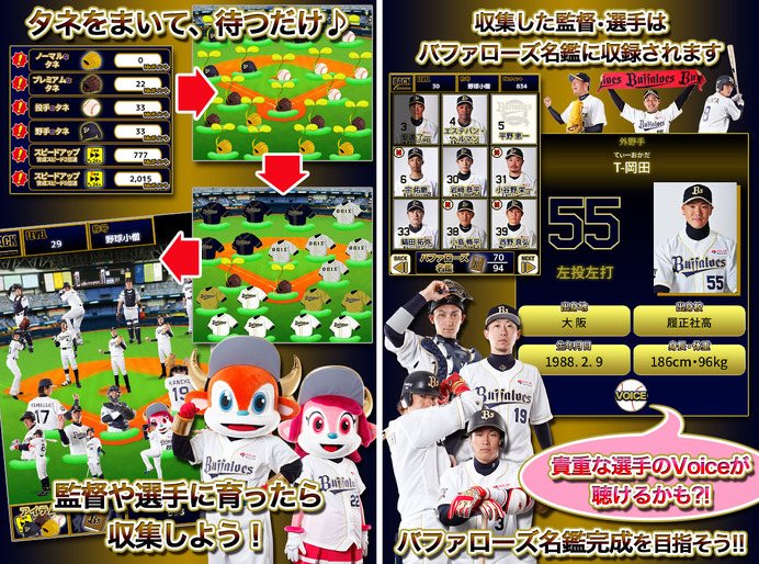 タネをまくと選手が育つ放置ゲーム「オリックス・バファローズ にょきにょき2015」