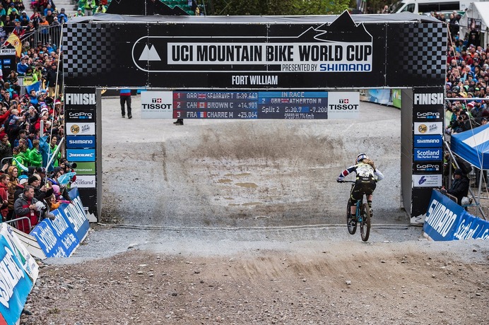 2015年UCI MTBワールドカップ・ダウンヒル第2戦イギリス・フォートワース女子、レイチェル・アサートン（GTレーシング）が優勝