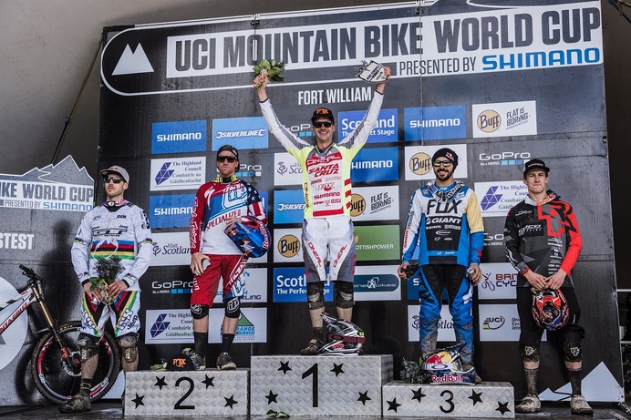 2015年UCI MTBワールドカップ・ダウンヒル第2戦イギリス・フォートワース男子、グレッグ・ミナーが優勝