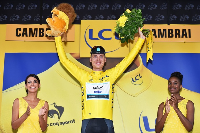 2015年ツール・ド・フランス第4ステージ、トニー・マルティン（エティックス・クイックステップ）がマイヨジョーヌ