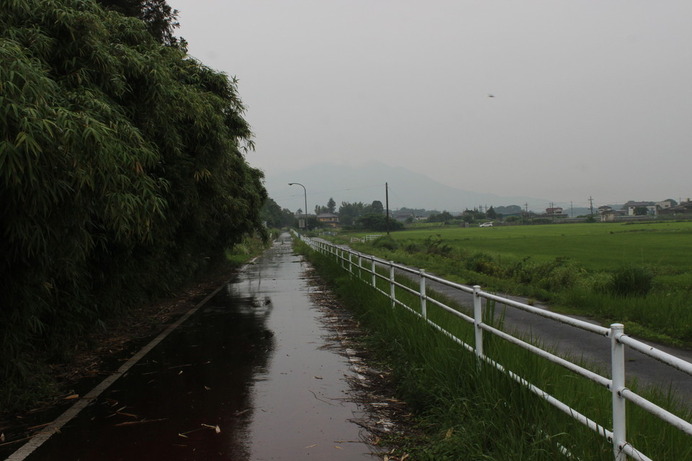 後ろを振り向くと、筑波山がうっすらと見える。勇気づけられる。