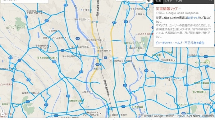 茨城県常総市近辺のマップ状況