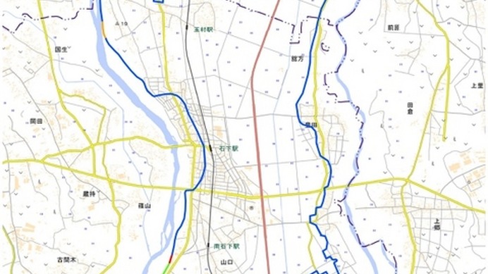 茨城県常総市の推定浸水範囲（精査中第2報、国土地理院サイトより）