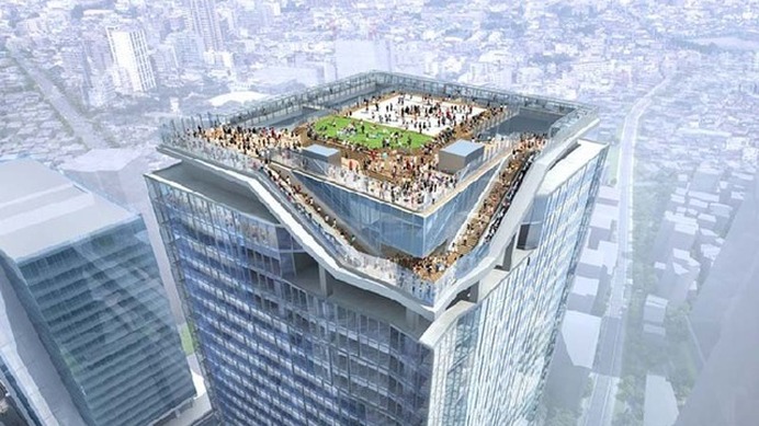渋谷駅街区開発計画１期（東棟）で新たに具体化した「屋上展望施設」の完成イメージ