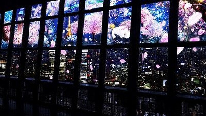 東京タワー、夜桜のプロジェクションマッピングで一足早いお花見を楽しむ