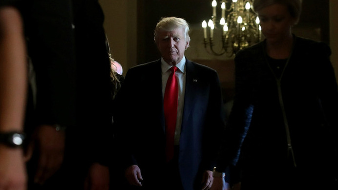ホワイトハウスを訪問したトランプ次期米大統領（11月10日）。　(c) Getty Images