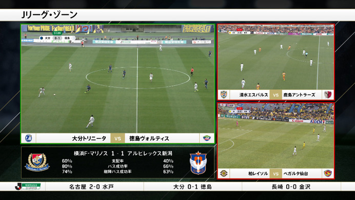 ダ・ゾーン、Jリーグの複数の試合から注目シーンを厳選したマルチ画面ライブ番組を放送