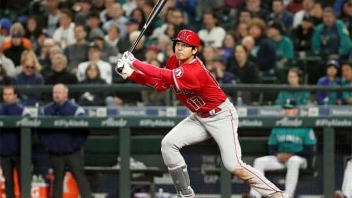 第3打席で左適時二塁打を放ったエンゼルス・大谷翔平【写真：Getty Images】
