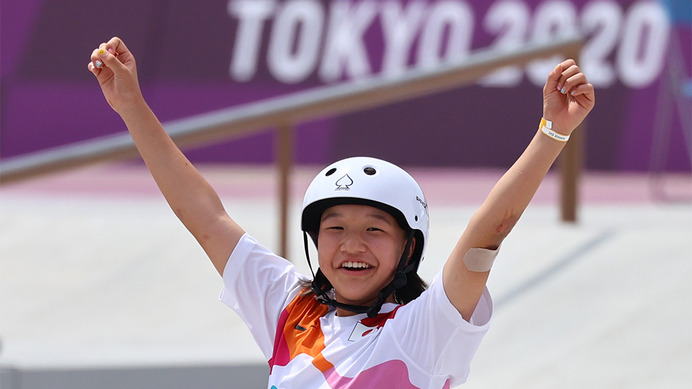 【東京五輪／スケートボード】13歳・西矢椛が日本最年少金メダル　「周りの人が励ましてくれた」