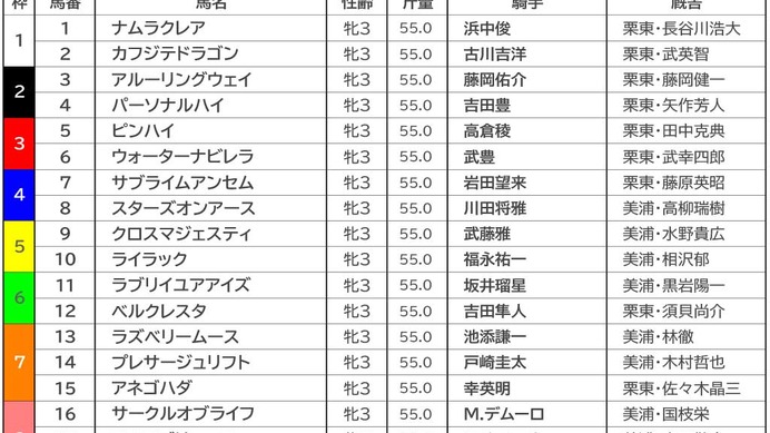【桜花賞／前日オッズ】ナミュールが単勝3.0倍の1人気、2人気に阪神JFの1、3着馬が並ぶ