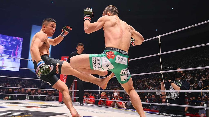 【RIZIN.40】堀口恭司、朝倉海の足を破壊した“カーフキック”を再現し扇久保を三度下す