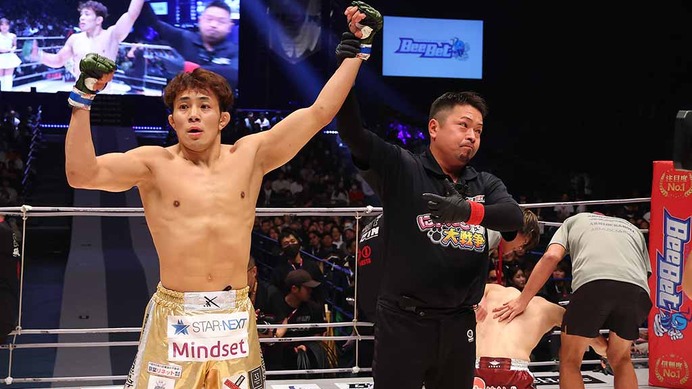 【RIZIN.45】新居すぐるの一撃“失神KO勝利”に衝撃走る　他界した地元先輩へ捧ぐ圧巻5連勝