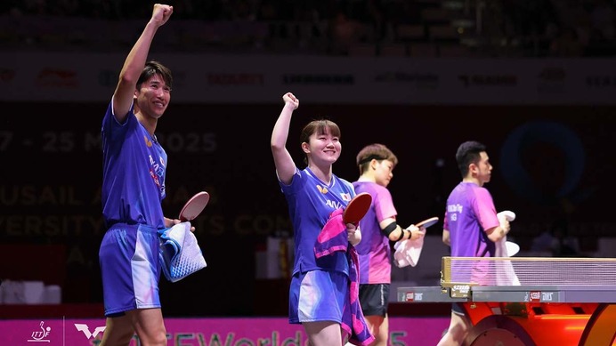 快進撃の“大吉”ペアが香港に圧勝で銀メダル以上を確定　吉村真晴、大藤沙月が2017年大会以来の金に王手【世界卓球2025】