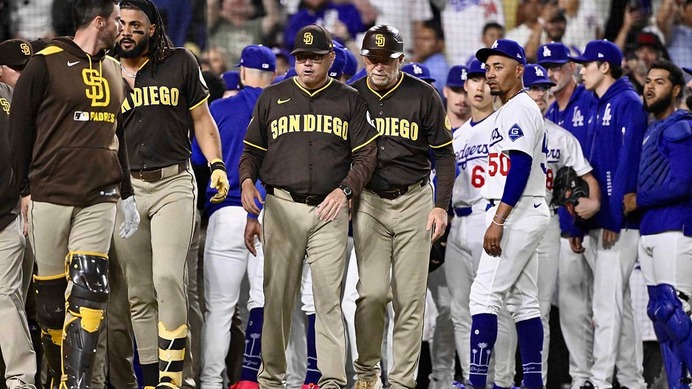 【MLB】ドジャース戦でついに乱闘騒ぎ……タティスJr.に死球で両チーム限界点　さらに大谷翔平にも再び死球