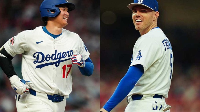 【MLB】「お茶目な二人」大谷翔平、フリーマンと“あざと可愛い”写真を撮り合う　仲良しシーンに反響「にやにやが止まらない」