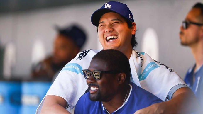 【MLB】欠場の大谷翔平、前日には“打球直撃”のアクシデントも……ベンチでは笑顔　パドレスとの首位攻防戦には出場見込みと指揮官「ショウヘイは大丈夫」