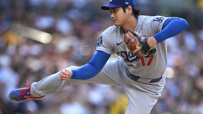 【MLB】「防御率0.73」大谷翔平が吠えた、1死満塁ピンチで執念の併殺打　5回88球“最速161キロ”でパドレス打線を0封