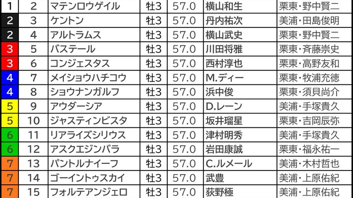 【日本ダービー／枠順】アウダーシアは“馬券内率5％”の不振枠　「2.0.3.3」該当で穴は内枠にあり