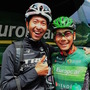 アンドラではちょうどMTB世界選手権が開催中。7年連続のアジアチャンピオン山本幸平（トレックファクトリー）が新城を激励しにスタート会場を訪れた