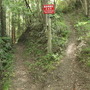 右に行くと亀ヶ淵山（烏帽子岩）。標高340mだが、なかなか険しい。左に行くと、亀ヶ淵。