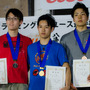 スポーツクライミング日本ユース選手権リード競技大会2017が開催。男子ジュニア表彰台（2017年4月16日）