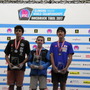 スポーツクライミング世界ユース選手権男子リード（ユースB）で西田秀聖（右）が3位表彰台を獲得（2017年9月7日）