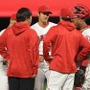 マウンドに集まるエンゼルス・大谷翔平とマルドナード（右）【写真：Getty Images】